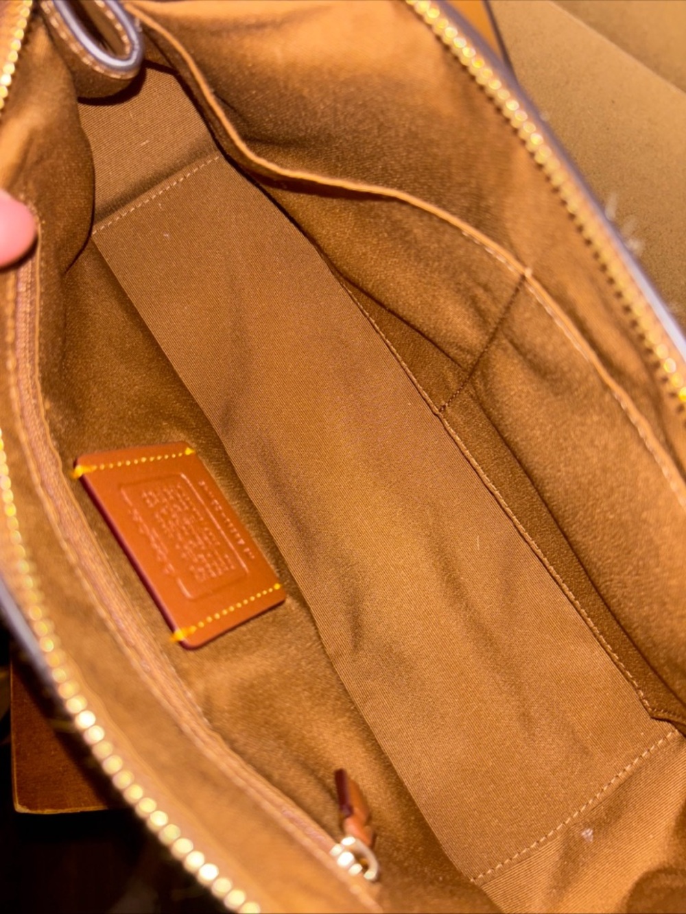 Coach Brown & Cream Cowhide Shoulder Bag with Leather Straps - Picture 3 of 4